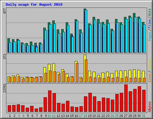 Daily usage for August 2019