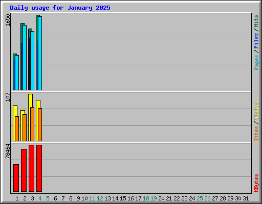 Daily usage for January 2025